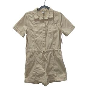 NWT Old Navy Tan Romper/Jumpsuit, 100% Cotton, Button-Up, Women’s Small